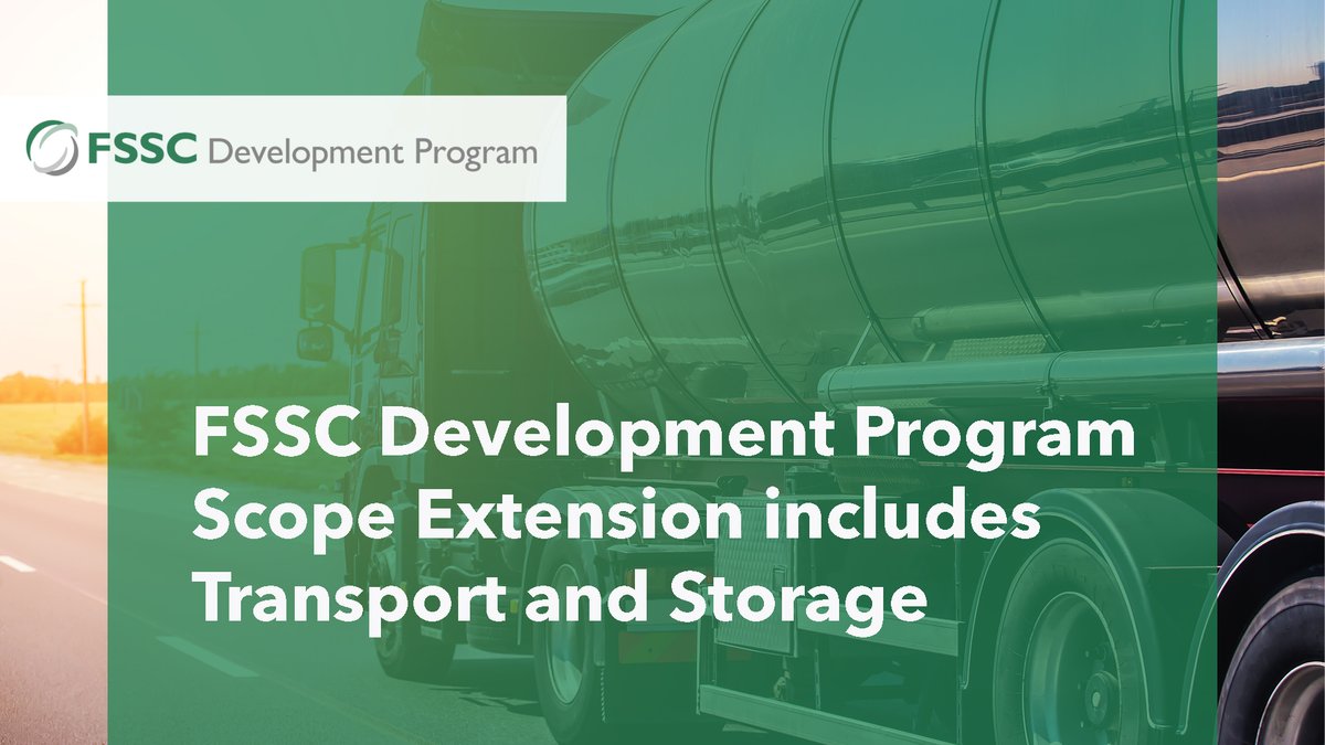 The #FSSC22000 Development Program extends its scope to include #SMEs in Category G.

The #Development Program requirements and self-assessment document for #Transport and #Storage is available on the #FSSC website as a free download: ow.ly/9yAb50SBB5I

#FSMS #foodsafety