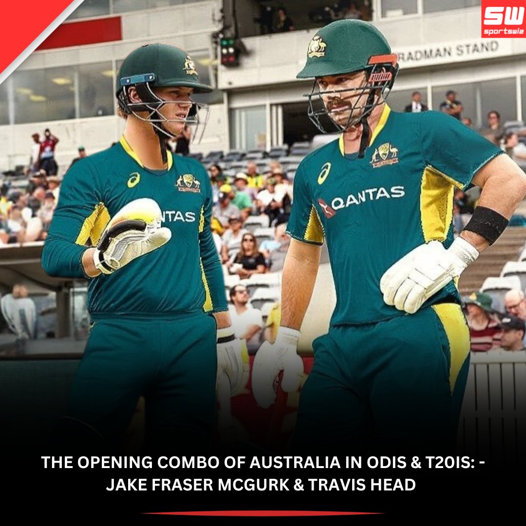 mysportswiz's tweet photo. The opening combination for Australia in ODIs and T20Is is Jake Fraser McGurk and Travis Head.
.
.
.
#Sportswiz #LiamPlunkett #INDvsSL #AmitMishra #LivMorgan #Rhea #Bobby #Gunther #Portland #WWERaw #NCAA #Bayless #Doda https://t.co/ge6woAxZju