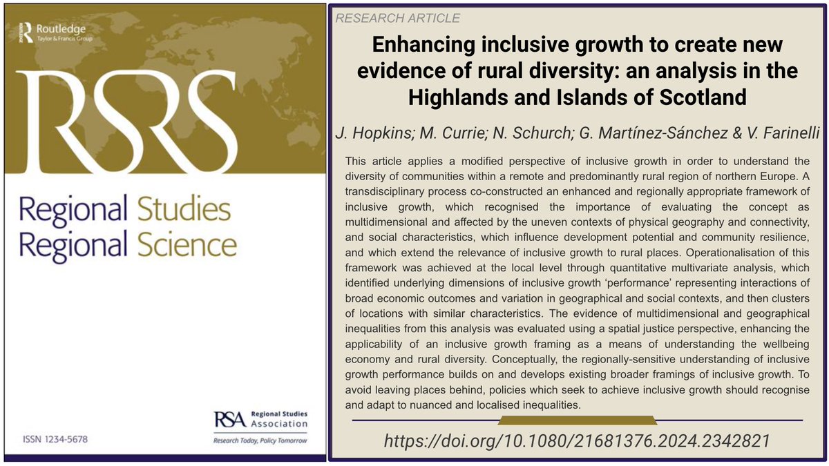 Regional Studies, Regional Science (RSRS) (@rsrs_oa) on Twitter photo 🏞️ Here's a new research article published <a href="/RSRS_OA/">Regional Studies, Regional Science (RSRS)</a> on inclusive growth and rural diversity in the Highlands and Islands of Scotland.
Check out this #OpenAccess work from researchers at the <a href="/JamesHuttonInst/">James Hutton Institute</a>
doi.org/10.1080/216813… 🏞️ Here's a new research article published <a href="/RSRS_OA/">Regional Studies, Regional Science (RSRS)</a> on inclusive growth and rural diversity in the Highlands and Islands of Scotland.
Check out this #OpenAccess work from researchers at the <a href="/JamesHuttonInst/">James Hutton Institute</a>
doi.org/10.1080/216813…