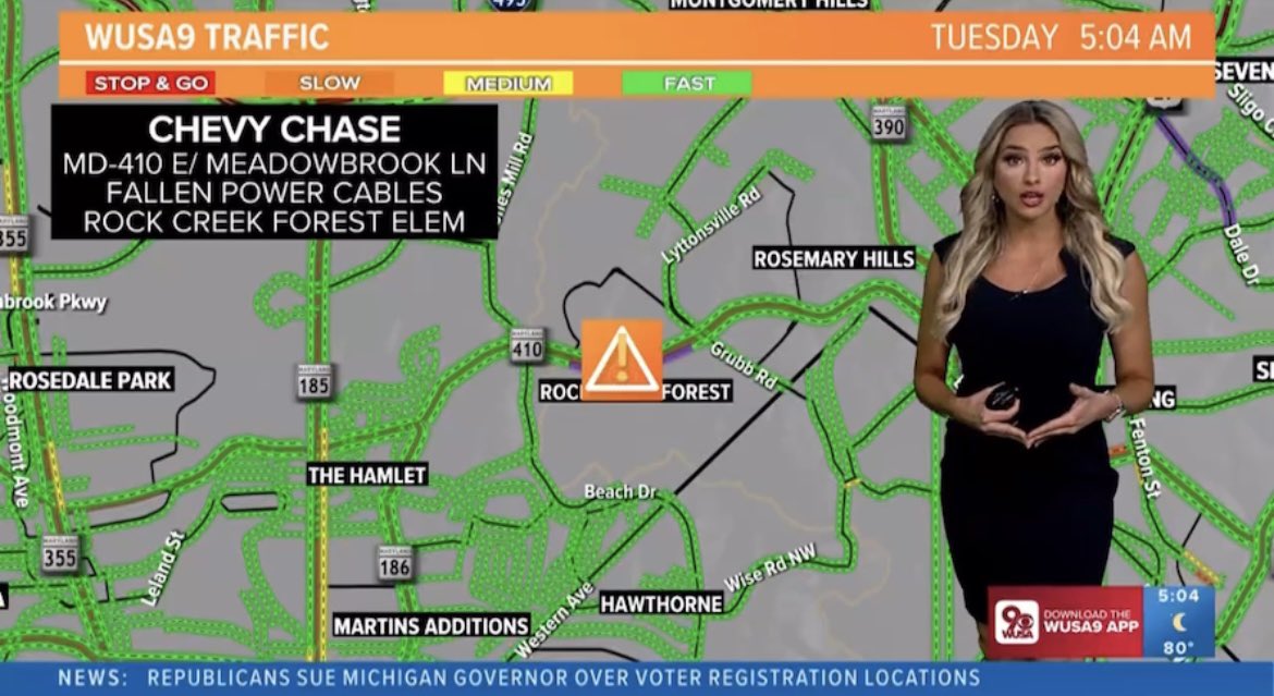 LindsNance's tweet image. 🌧️ Roads are a little damp, look out for debris and weather related closures this morning.

🚧 MD-410 east is CLOSED at Meadowbrook Ln in #ChevyChase due to fallen power cables. 

🌳 Old Keene Mill Rd is closed at Jansen Dr in #Springfield due to a tree blocking the road