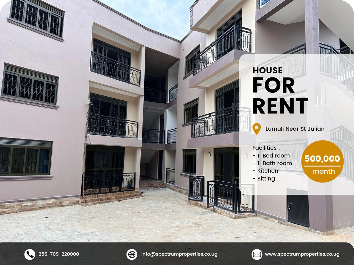 realestate_ug's tweet photo. One Bedroom Apartment for Rent in Lumuli!
Location: Lumuli, near St Julian
Price: UGX 500,000 ugx
Features:
- 1 Bedroom
- 1 Bathroom
- Sitting Room
- Kitchen Space
Don't miss out on this amazing deal Contact us to book your viewing today
0709220000
#ApartmentForRent #Lumuli https://t.co/BByd6ervAb