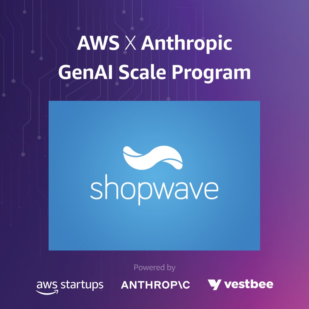 I'm thrilled to announce <a href="/GetShopwave/">Shopwave</a>'s participation in the <a href="/AWS/">Amazon Web Services</a> and <a href="/Anthropic/">Paul Jankura</a> GenAI Scale Program in partnership with @Vestbee.