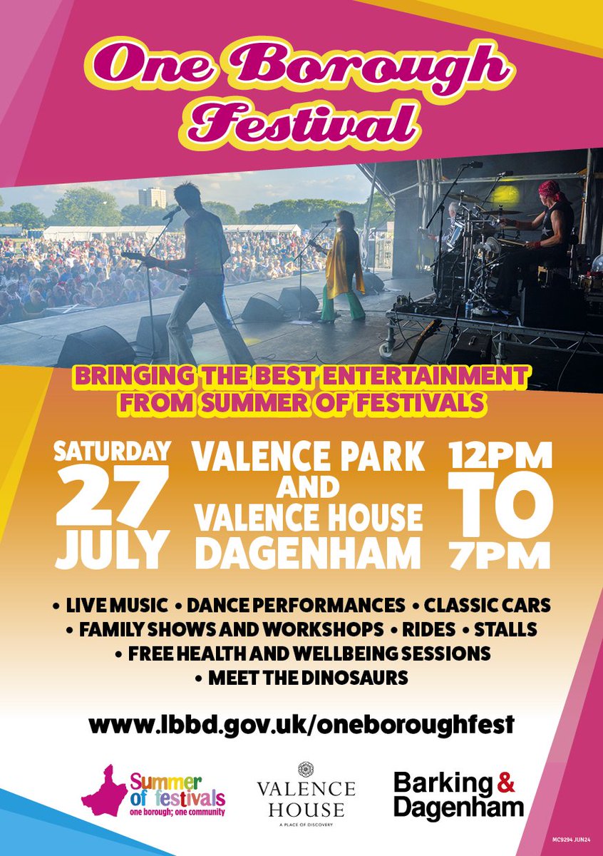 Get this in your diary - the One Borough Festival is taking place on Saturday 27 July!

Join us for a day of free live music, performances and much more.

Get more info here: orlo.uk/8ZSss 

#OneBoroughFestival #LiveMusic #CommunityFun #FamilyEvent
