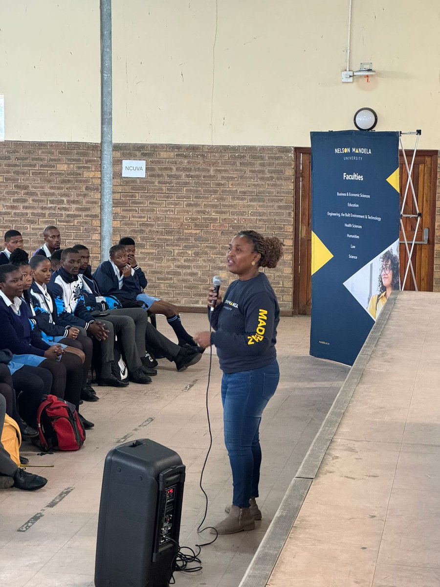 MandelaUniGC's tweet photo. Over 600 Grade 12 learners attended the Eden/Southern Cape student recruitment drive by George Campus. The 10-day event featured info sessions on courses, careers, and applications, visiting schools across six municipalities. https://t.co/OtvfRY6A0x