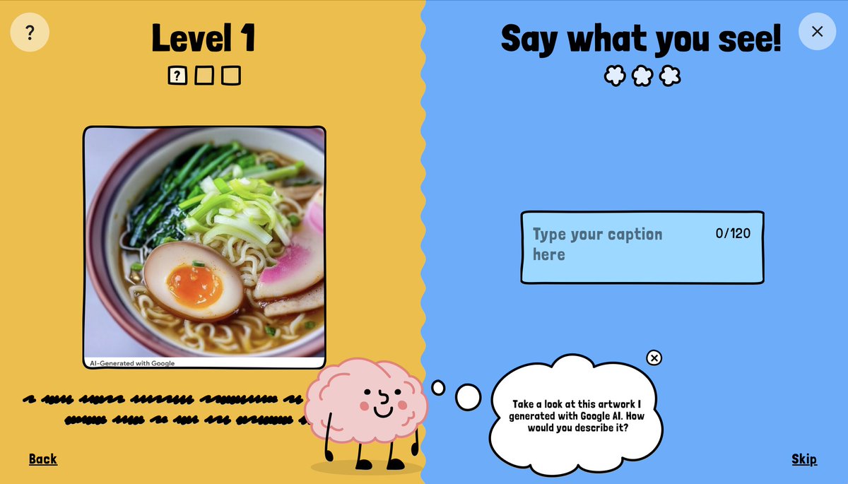 wverdoold's tweet image. Wil je beter leren prompten in AI-tools voor beeldgeneratie (zoals Midjourney en DALL-E3)?
 
Check dat deze leuke game van Google waarin je zo goed mogelijk moet beschrijven wat je ziet. Reverse promoting. Leerzaam en leuk.

artsandculture.google.com/experiment/say…

#genAI #ai #reverseprompting