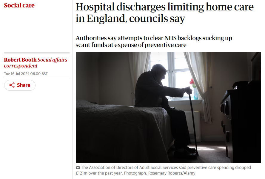 Another stark warning on the perilous state of social care in England.
Behind the stats are people whose lives are being destroyed by budgets stretched to indignity &amp; a focus on systems rather than people.
This cannot continue.
Our director in <a href="/guardian/">The Guardian</a> 👇
theguardian.com/society/articl…