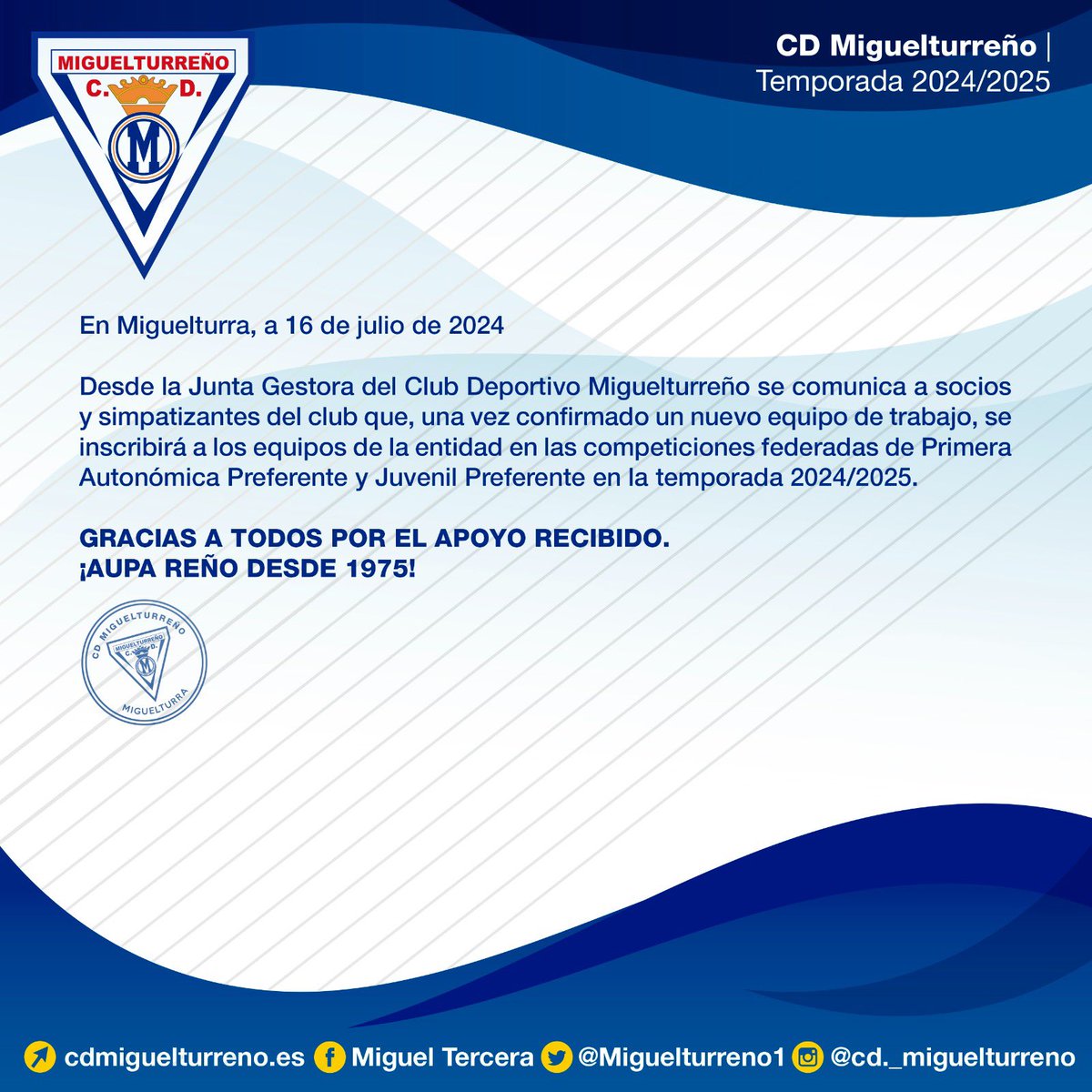 COMUNICADO OFICIAL | Desde 1975 |