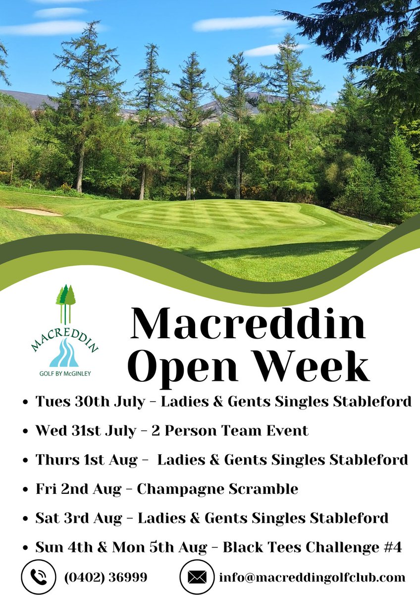 Macreddingolf's tweet photo. 📢Open Week of Golf in Macreddin!
Book your tee time via 🔗 https://t.co/QL1aAWZKtK #MacreddinGolfClub https://t.co/1TUfUJRYQq