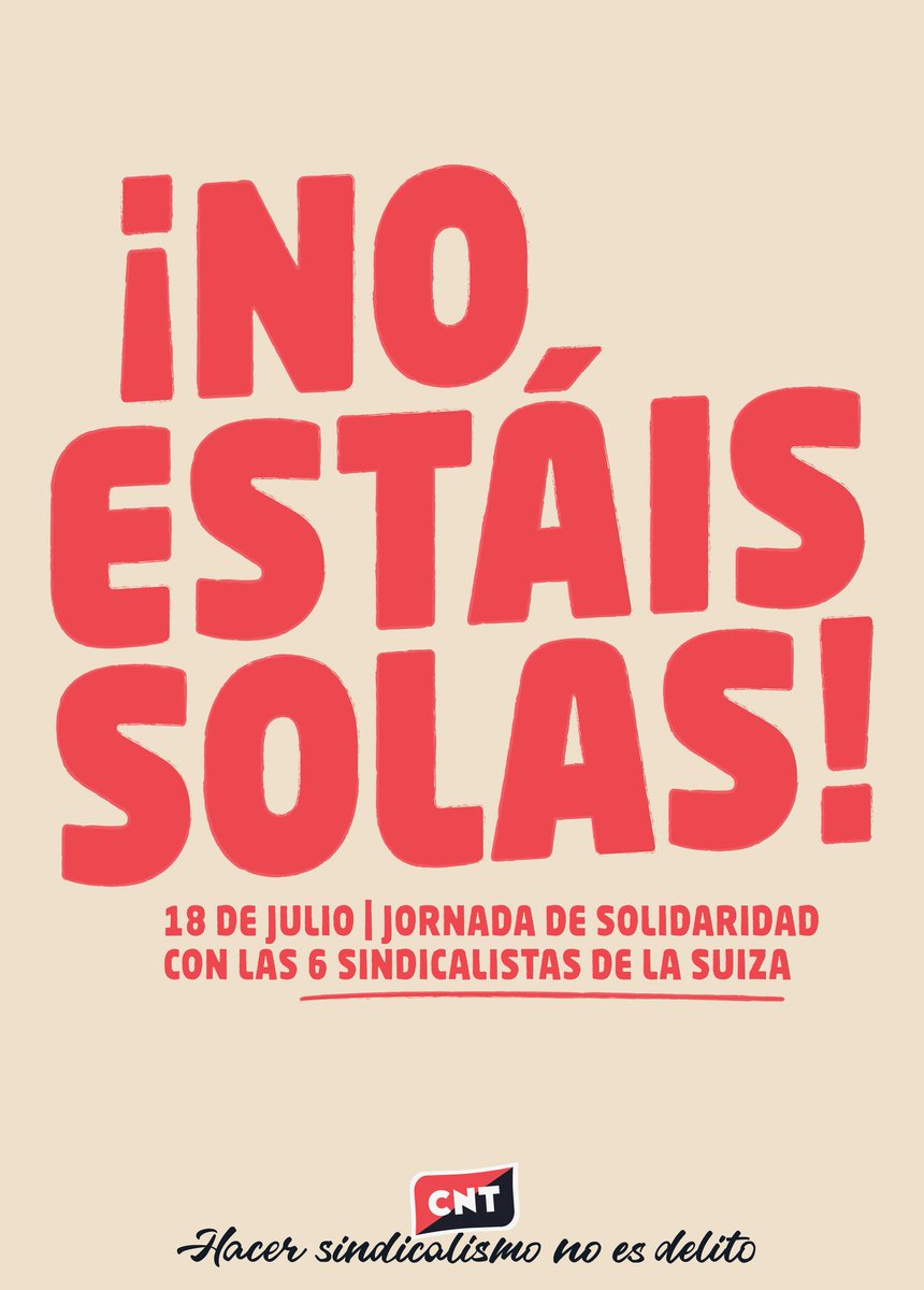📢Hacer sindicalismo no es delito.
La defensa de los derechos laborales es una obligación moral y un derecho fundamental
Las trabajadoras de La Suiza, al igual que miles de sindicalistas en todo el mundo, sonejemplo de valentía y compromiso en la lucha por un futuro más justo.