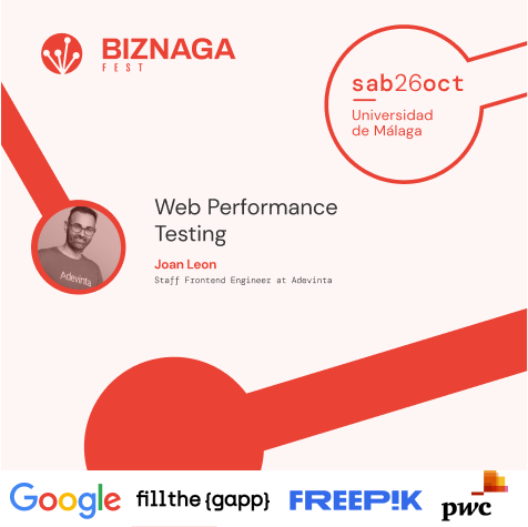 BiznagaFest (@biznagafest) on Twitter photo 🚀🚀 El taller Web Performance Testing se ha cargado correctamente 🚀🚀
<a href="/nucliweb/">Joan León 🏞️⚡️</a> este tema impacta en la experiencia de usuarias/os, el posicionamiento SEO, las visitas y las métricas de negocio 👀💕.
¡¡😻Nos vemos el 26 de octubre en E.T.S de Ingeniería Informática😻!! 🚀🚀 El taller Web Performance Testing se ha cargado correctamente 🚀🚀
<a href="/nucliweb/">Joan León 🏞️⚡️</a> este tema impacta en la experiencia de usuarias/os, el posicionamiento SEO, las visitas y las métricas de negocio 👀💕.
¡¡😻Nos vemos el 26 de octubre en E.T.S de Ingeniería Informática😻!!