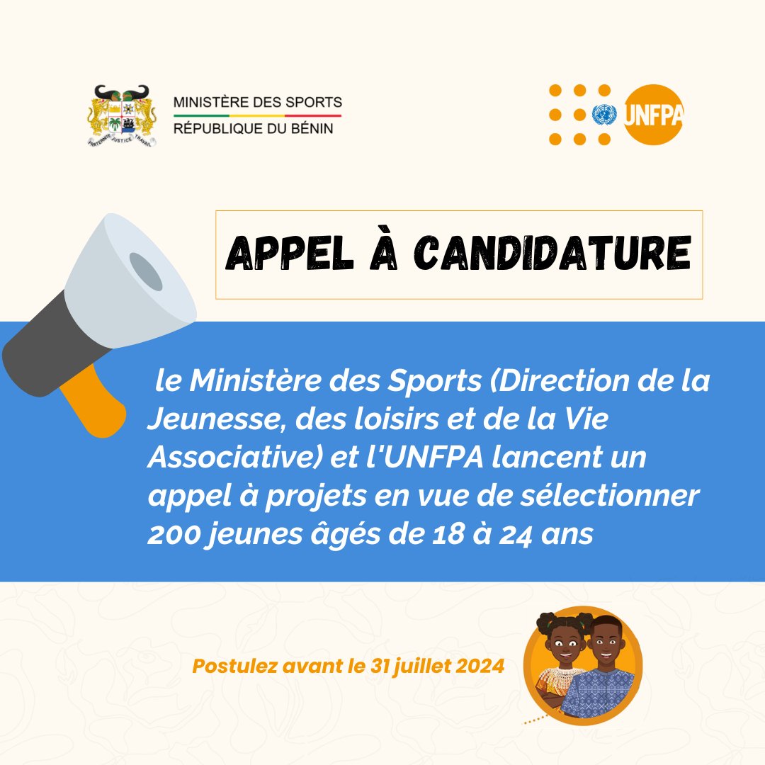 📢Vous êtes jeune âgé.e de 18 à 24 ans porteur de projet d'entrepreneuriat, cet appel à candidature s'adresse à vous !
Postulez avant le 31 juillet 2024 pour participer au  boot camps en cliquant sur : bit.ly/4cAAomq