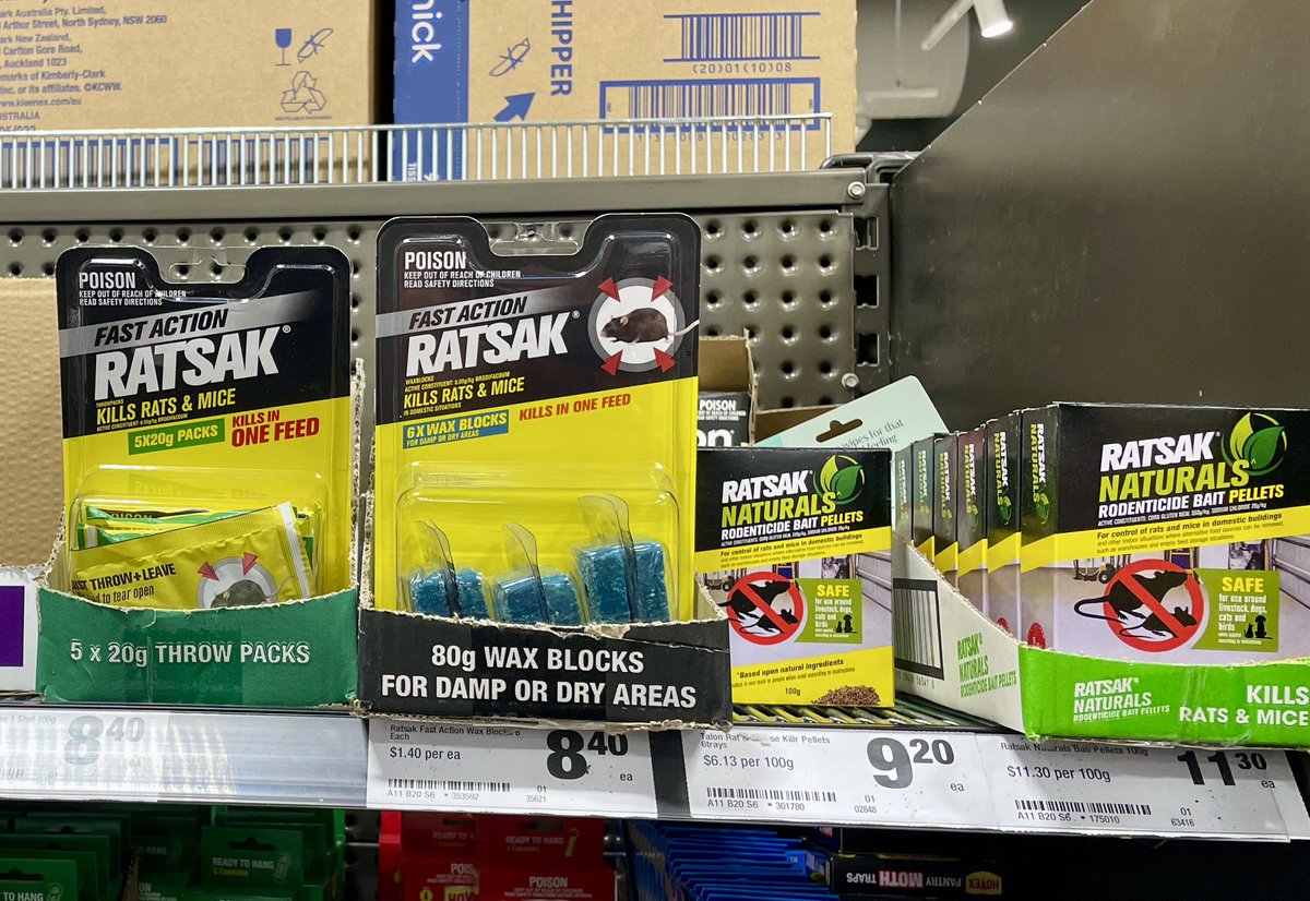 Rob Davis (@dr_rob_davis) on Twitter photo Another reminder that it’s not just <a href="/Bunnings/">Bunnings Warehouse</a> that sells wildlife-killing rat baits, but the majority of sales are through <a href="/Coles/">Coles Supermarkets</a> and <a href="/woolworths/">Woolworths</a>. Our research showed these anticoagulant baits kill reptiles, birds and mammals. Call on retailers to stop selling these products! Another reminder that it’s not just <a href="/Bunnings/">Bunnings Warehouse</a> that sells wildlife-killing rat baits, but the majority of sales are through <a href="/Coles/">Coles Supermarkets</a> and <a href="/woolworths/">Woolworths</a>. Our research showed these anticoagulant baits kill reptiles, birds and mammals. Call on retailers to stop selling these products!