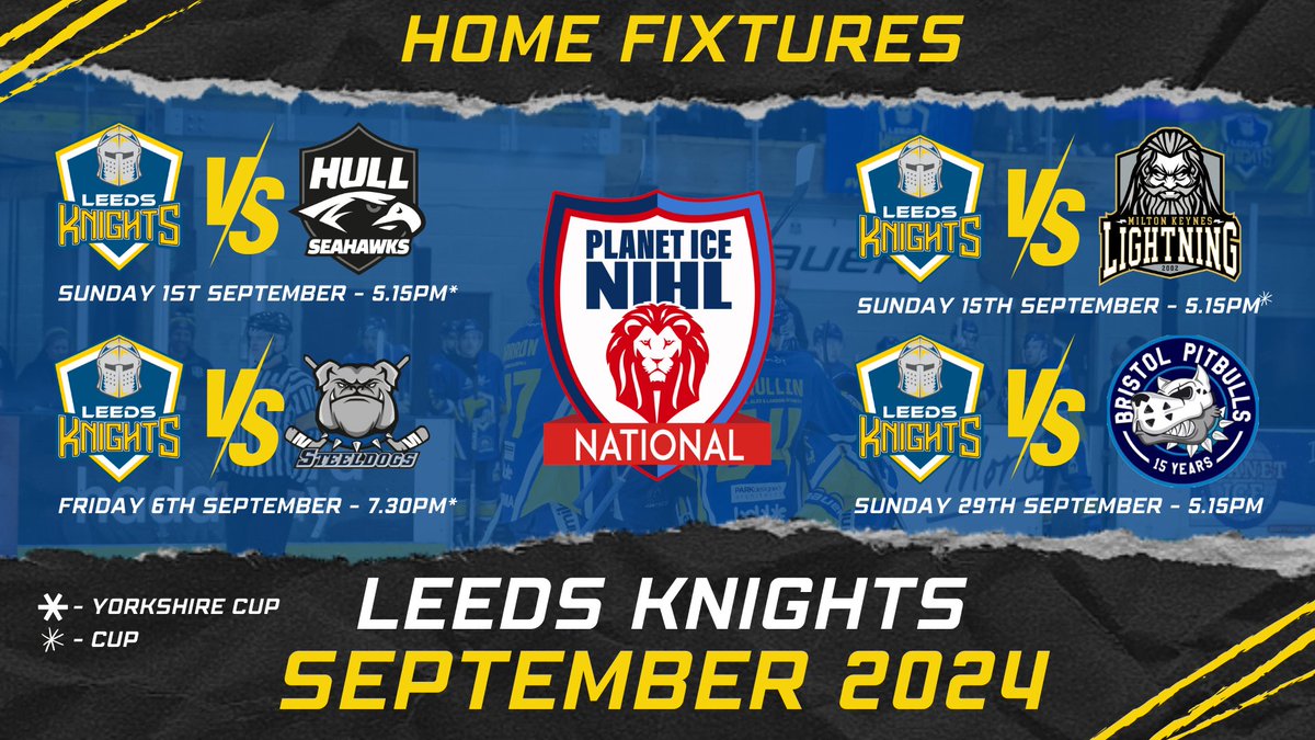 Leedsknights's tweet image. Following yesterday's exciting fixtures announcement, here's how our September looks at The Castle! 🏰

The season is getting closer and closer, Knights fans!🙌