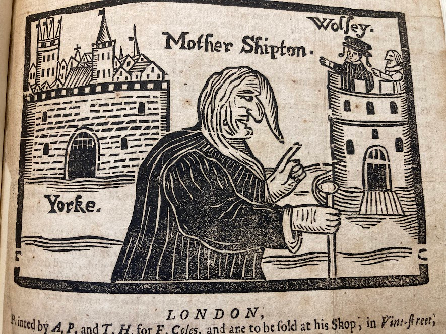 boapublishing's tweet photo. Next up: a woodcut of Mother Shipton, whose prophesies were well known and widely published. (They also feature prominently in @DebHarkness ' books)

Seen at the @britishlibrary https://t.co/rB1B0Y7fNx