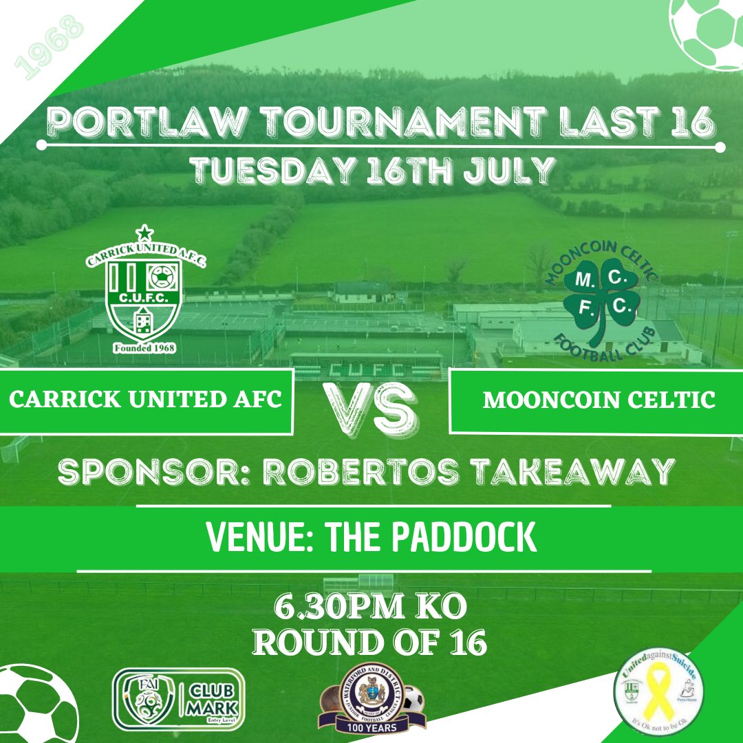 🟢1A Pre Season⚪️
We wish the best of luck to our 1A team and new management consisting of Nipper Power, Pj Prenderville, Dermot Keyes and Martin Brophy at the helm. The lads play their first match this evening in the Portlaw Tournament v Mooncoin in the Round of 16.