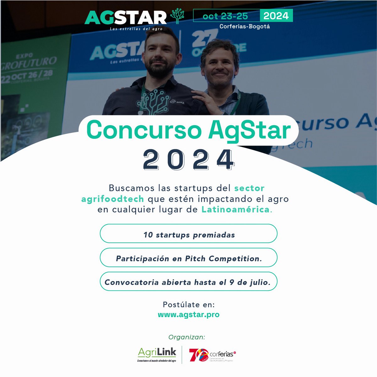 Nuestros partners de AgriLink Co, a través del #ConcursoAgStar, siguen buscando aquellas soluciones innovadoras que le están aportando a los desafíos del agro 🚀

📅 Convocatoria abierta hasta el 9 de julio.
👉 Postúlate aquí: agstar.pro