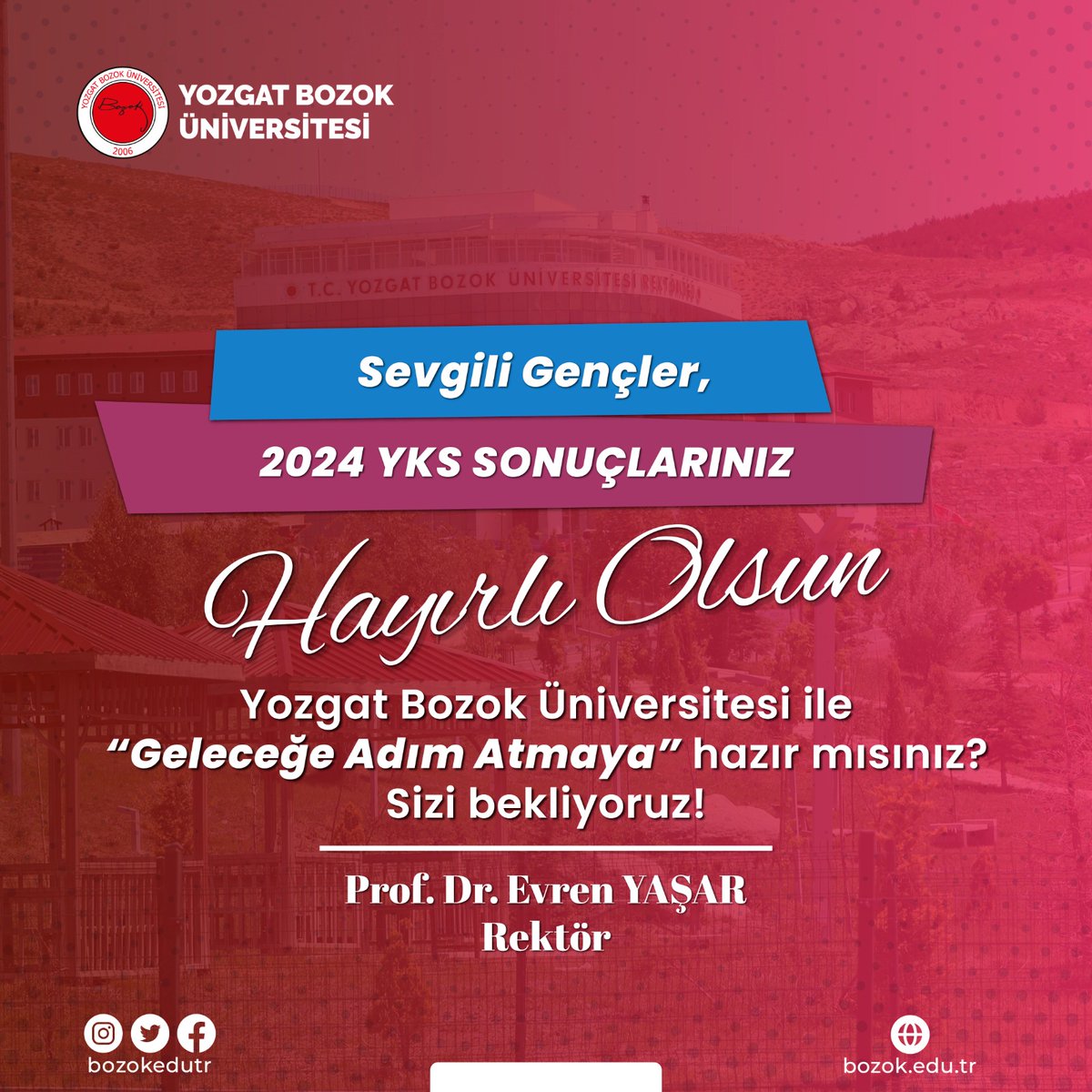 Yozgat Bozok Üniversitesi ile Geleceğe Adım Atmaya Hazır mısın?
#2024yks