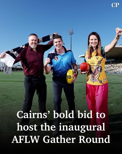 Cairns Council, in conjunction with <a href="/aflcairns/">AFL Cairns</a> have launched the ambitious bid to host the inaugural <a href="/aflwomens/">AFL Women's</a> Gather Round after landing the <a href="/hawthornaflw/">Hawthorn FC AFLW</a> side on a three-year deal in June and now wants to continue to expand the game in the region. 🏉
bit.ly/464hsdq