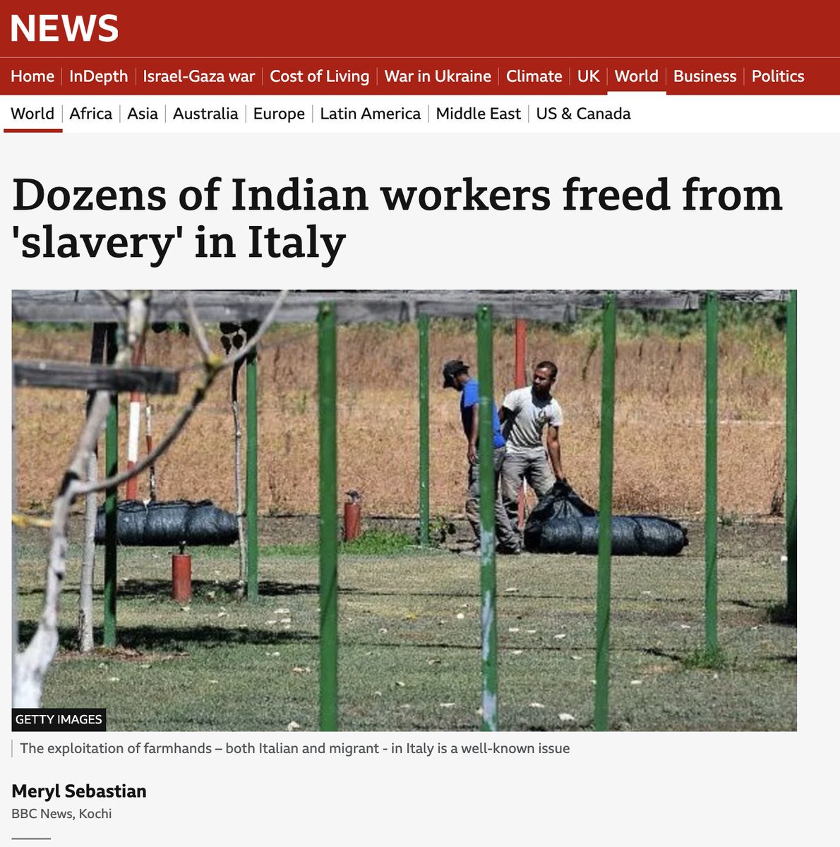 arisefdn's tweet photo. 🇮🇹 'Dozens of Indian workers freed from 'slavery' in Italy'. 

Across Europe, migrants face abusive conditions in the agricultural sector. We must stop turning a blind eye, and construct the necessary legal safeguards for migrant workers. https://t.co/8QjemNgMYD