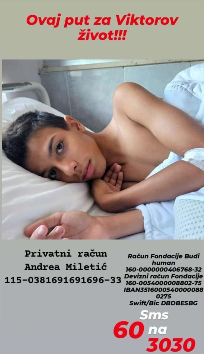 Dovoljno je vruće da je sve teško. Ali  poslati poruku da se pomogne dečaku, to je bar lako. I ljudski.
60 na 3030 za Viktora.