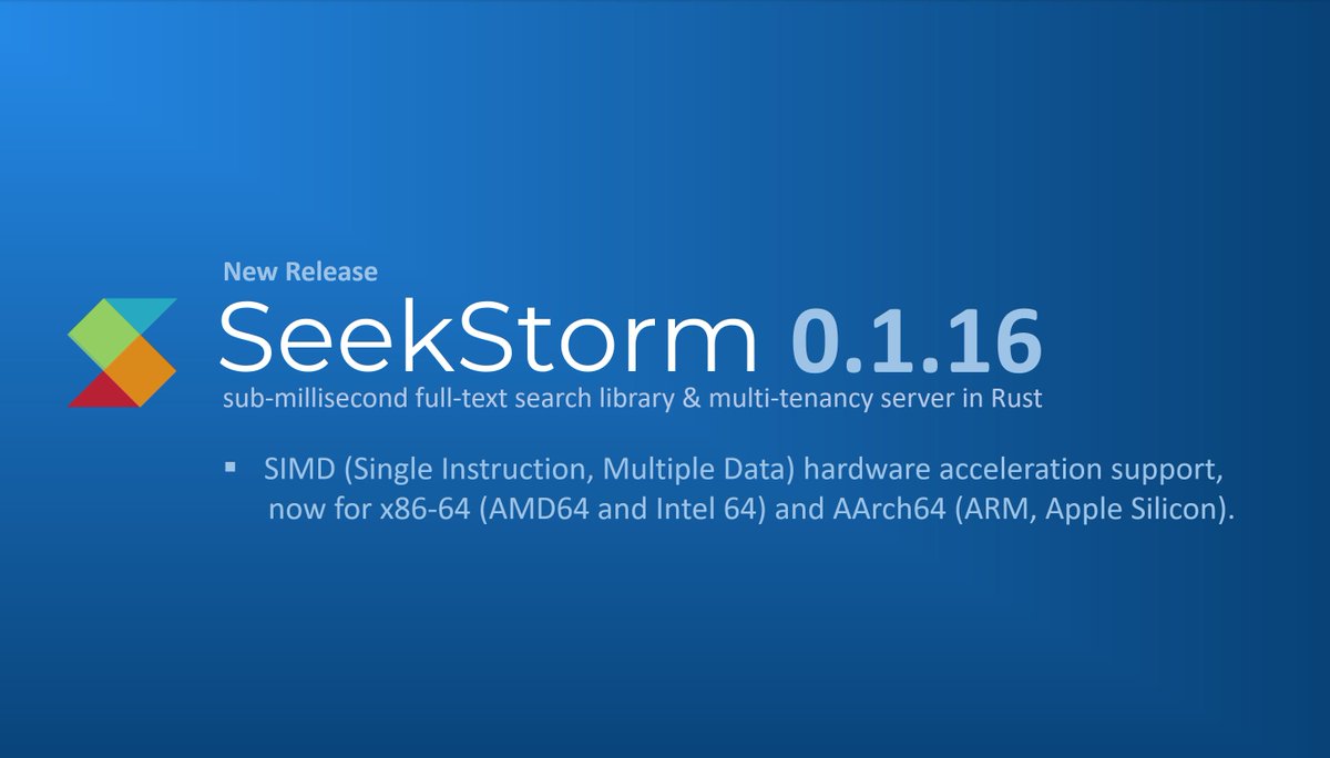 SeekStorm 0.1.16 released
github.com/SeekStorm/Seek…
#search #rust #oss #searchenginetechnology #saas #enterprisesearch