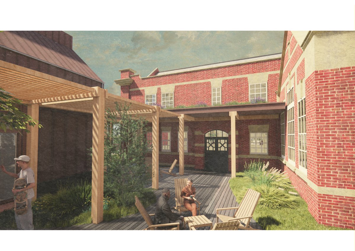 nmite_ac's tweet photo. We announced funding for a landmark building at Blackfriars Campus! Arbor Architects' renders show an extension that enhances visibility from Widemarsh Street. The central courtyard will be a hub with ground-floor studios and a flexible event space above.

https://t.co/BJHYLME12B https://t.co/V4Wi1VbDPp