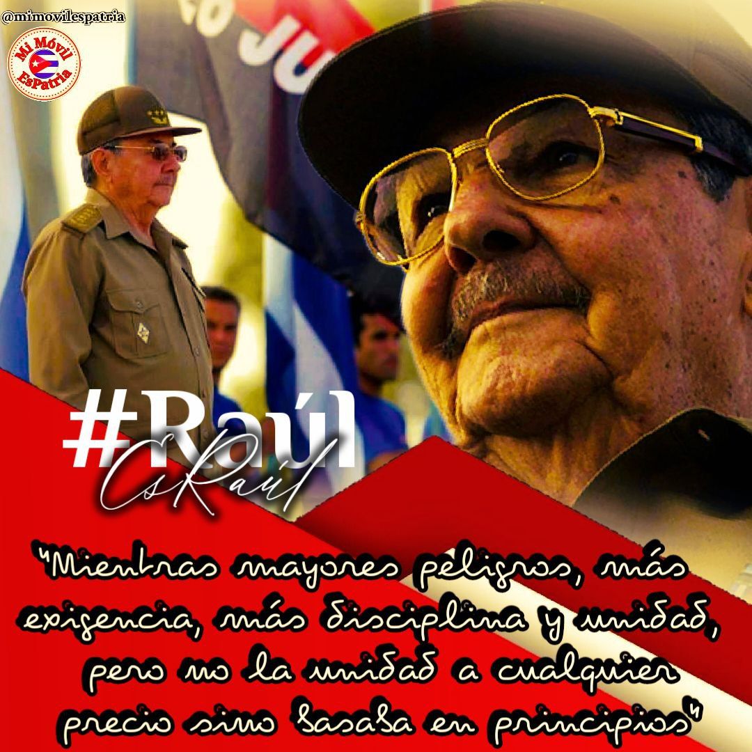 #RaúlEsRaúl «No habrá impunidad para los enemigos de Cuba».
#CubaEnModoVictoria para quienes intenten poner en peligro nuestra independencia, reiteramos que ¡Aquí estamos y estaremos!
#MiMóvilEsPatria