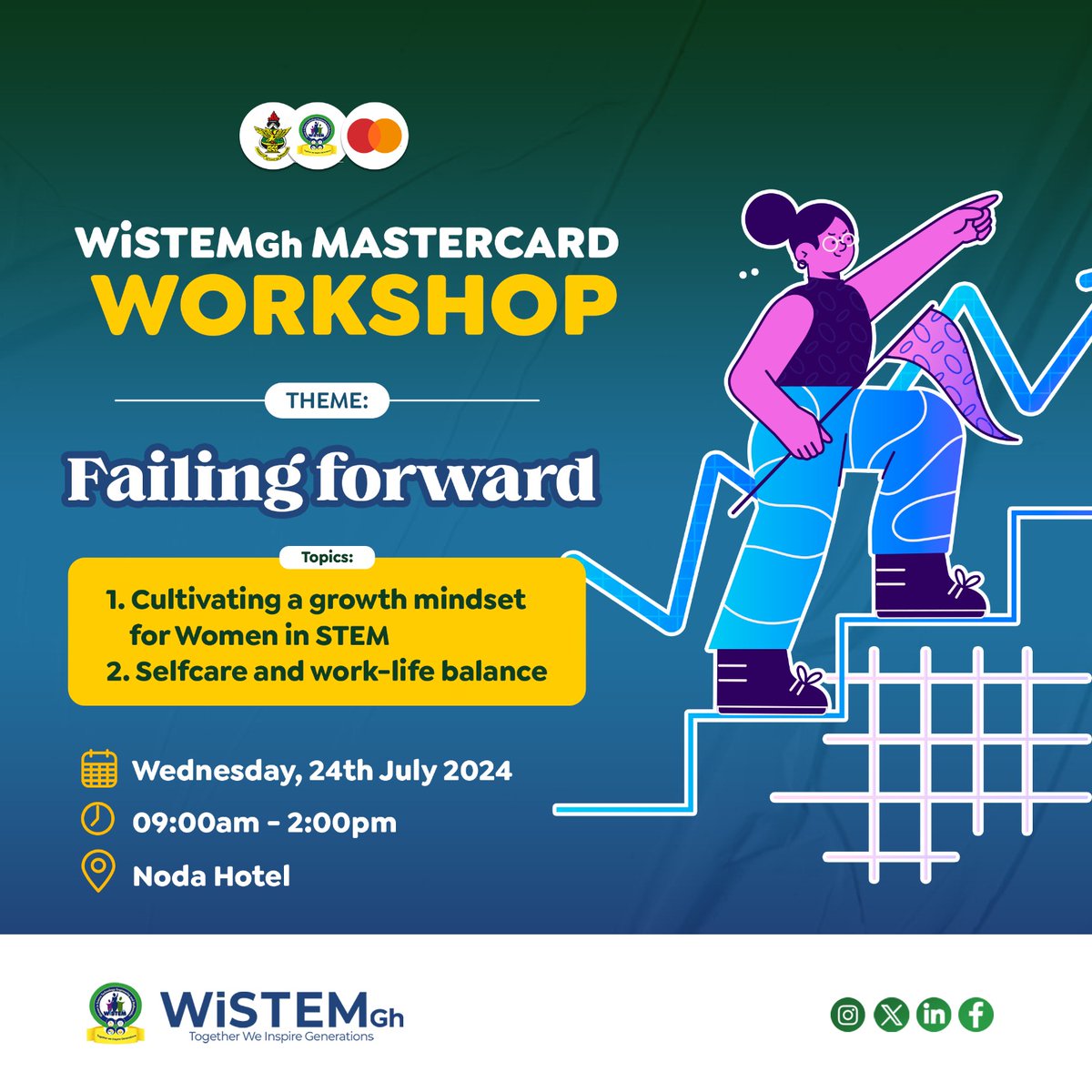 WistemGh's tweet photo. We are excited to invite you to the WiSTEMGh Mastercard Foundation’s upcoming program, themed "Failing Forward." This event is designed to explore how failures can be stepping stones to success, offering valuable lessons and insights for everyone involved.#WistemGh #WMCF🥳🥳🥳🥳 https://t.co/msvJTqdK9f