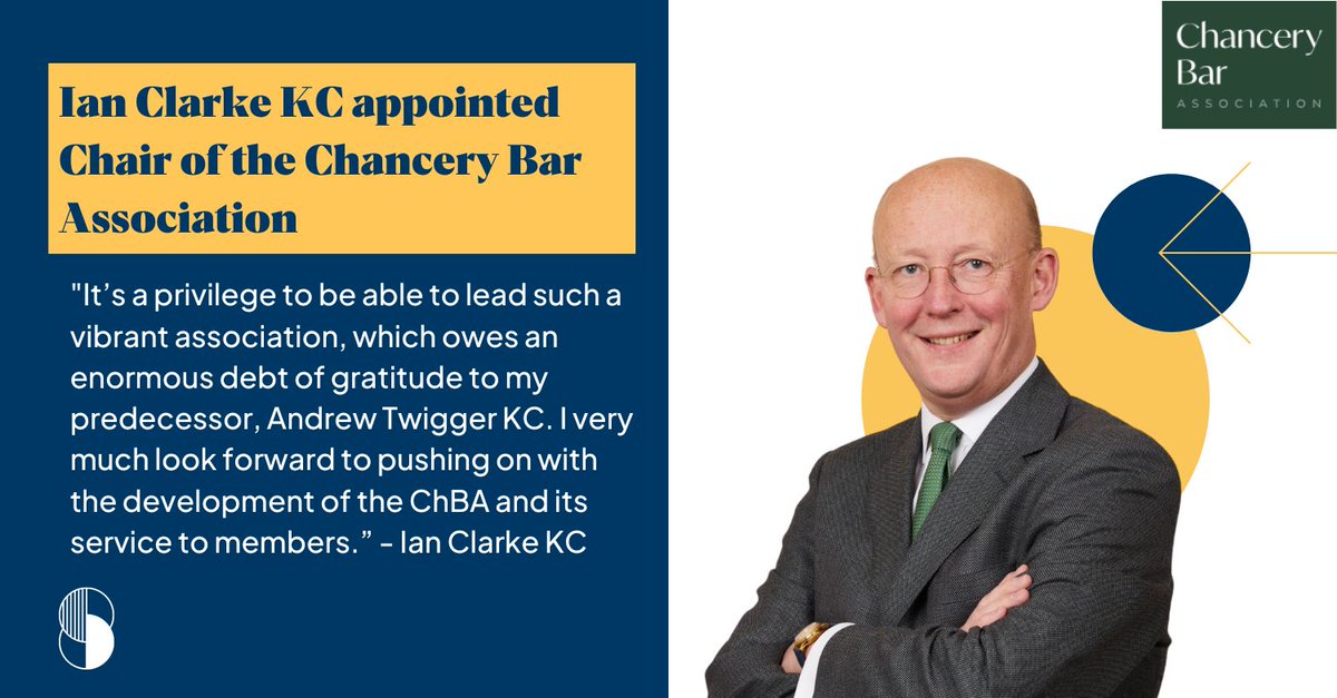 A huge congratulations to our Head of Chambers, Ian Clarke KC, who has just been appointed the honoured position of Chair of the Chancery Bar Association.

#ChBA #CommercialLaw #ChanceryBar