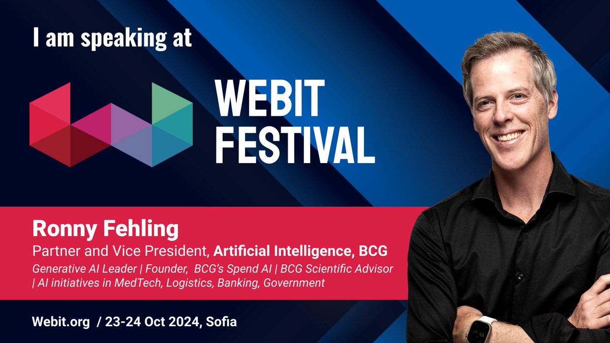🌟We are delighted to unveil our third speaker for the upcoming #WebitFestival2024! 🌟
Get ready to be inspired by Ronny Fehling, Partner and Vice President of Artificial Intelligence at <a href="/BCG/">Boston Consulting Group</a> ! 🚀

❗ Join us at Webit Festival 2024:
webit.org/festival-europ…