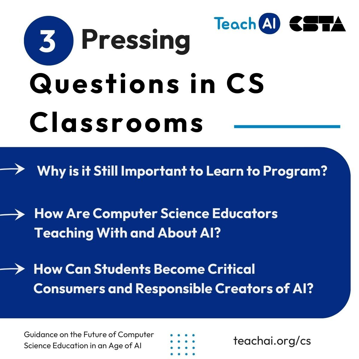 RealAAAI's tweet image. Now that AI can code, learning to code is more important than ever (and AI is here to help).  See guidance for CS classrooms: bit.ly/45ZoDmZ. #TeachAI @csteachersorg