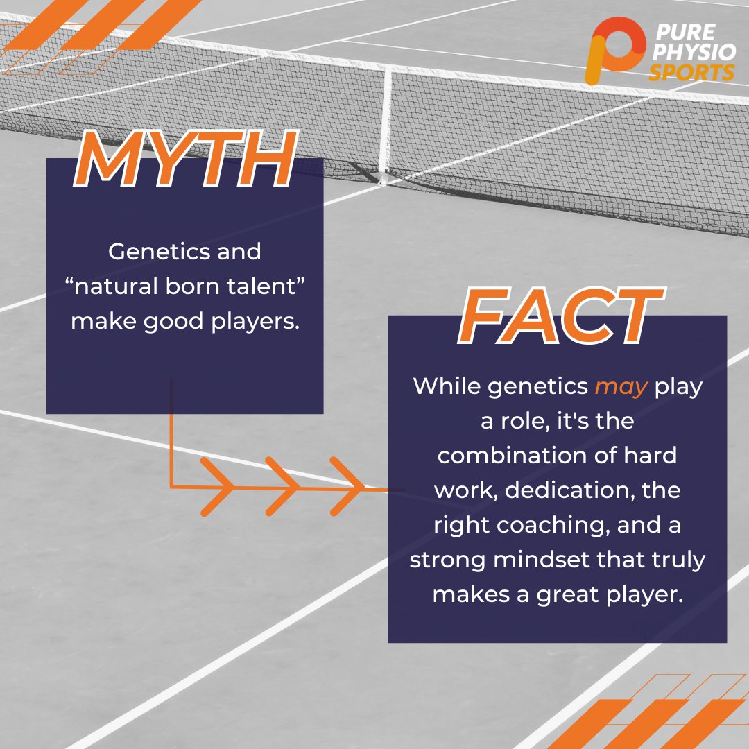 🧐Myth - Genetics and “natural born talent” make good players

✅Fact - While genetics may play a role, it's the combination of hard work, dedication, coaching, and a strong mindset that truly makes a great player.

Anyone can improve thier game through practice and training!
