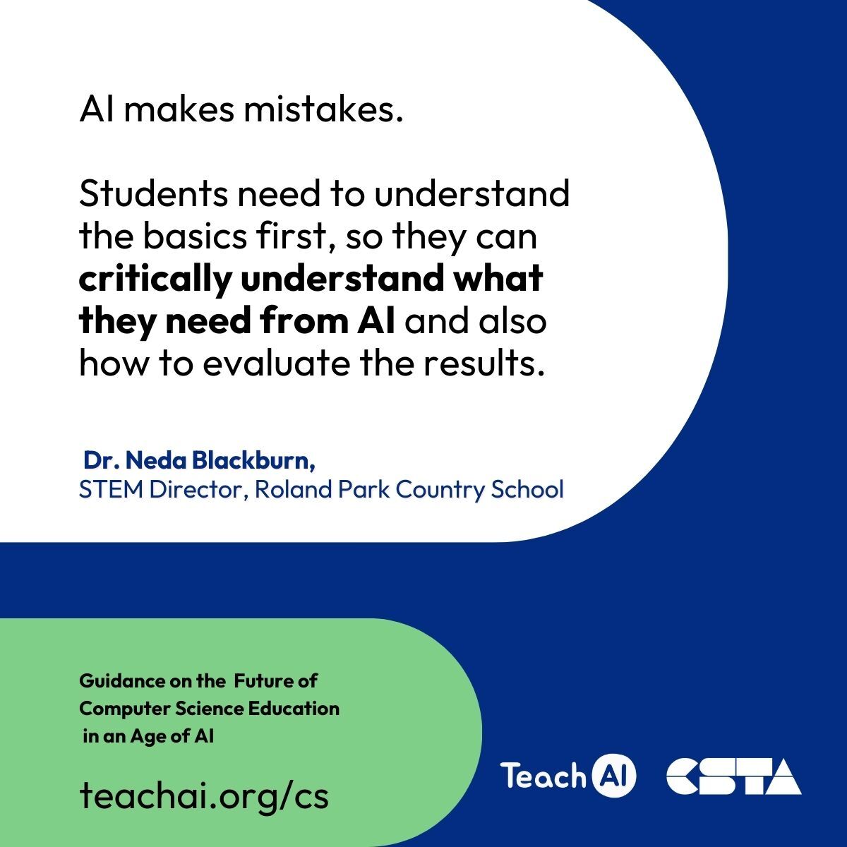 RealAAAI's tweet image. Now that AI can code, learning to code is more important than ever (and AI is here to help).  See guidance for CS classrooms: bit.ly/45ZoDmZ. #TeachAI @csteachersorg