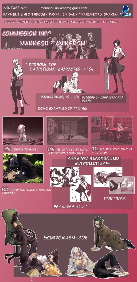 anikenom's tweet image. I'm opening commissions again &lt;3
I changed up the prices!
now you'll be able to contact me about commissions through email communication!
open the image for more information!
I accept payment before i start working on the commission
#artcommission #bsd #bungosd #bsdtwt