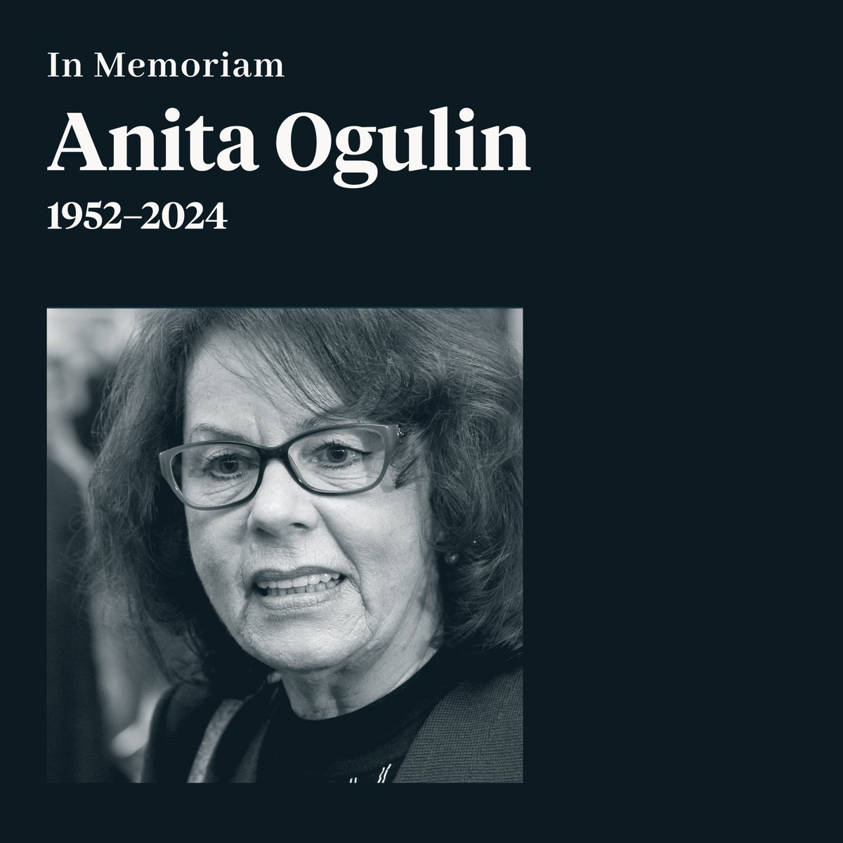 IN MEMORIAM 

Po dolgotrajni bolezni se je v 73. letu starosti poslovila humanitarka Anita Ogulin (1952–2024). 

Njeno življenje in delo sta pustila neizbrisen pečat na številnih področjih, predvsem pa je bila poznana po svoji neomajni predanosti humanitarnemu delu
1/6