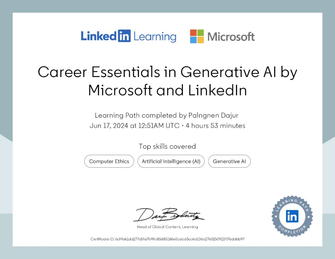 mz_annegate's tweet photo. I embarked on a journey exploring the fundamentals of Generative AI and Cybersecurity, while refining my Soft Skills and honing my IT English proficiency for effective communication. Now, I'm eager to put these skills into practice #My3MTT #3MTTLearningJournal @3MTTNigeria https://t.co/cEK6XvWBtp
