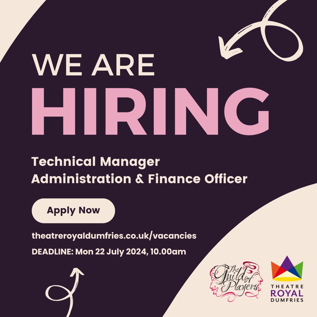📣 JOB OPPORTUNITIES 

We are seeking talented and motivated individuals to join the team, working alongside our Board, Theatre Director, and our dedicated volunteers ⭐️

Could this be you? View the full job descriptions over on our website now 🔗 theatreroyaldumfries.co.uk/vacancies