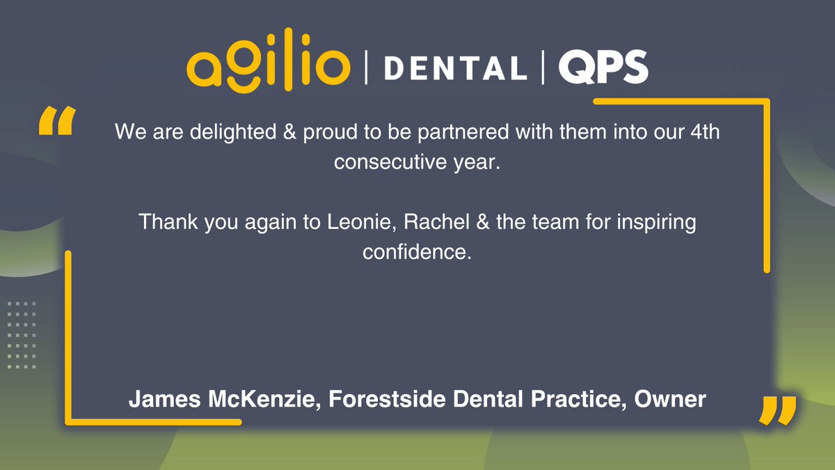 🏆Is your practice recognised as one of the best?

Find out more here: ow.ly/n4hC50SC9uh

🥼 A QPS membership signifies that your practice is dedicated to ongoing enhancement in patient care, safety, and service.

#AgilioDental #DentalCompliance #QPS #ExcellenceinDentistry