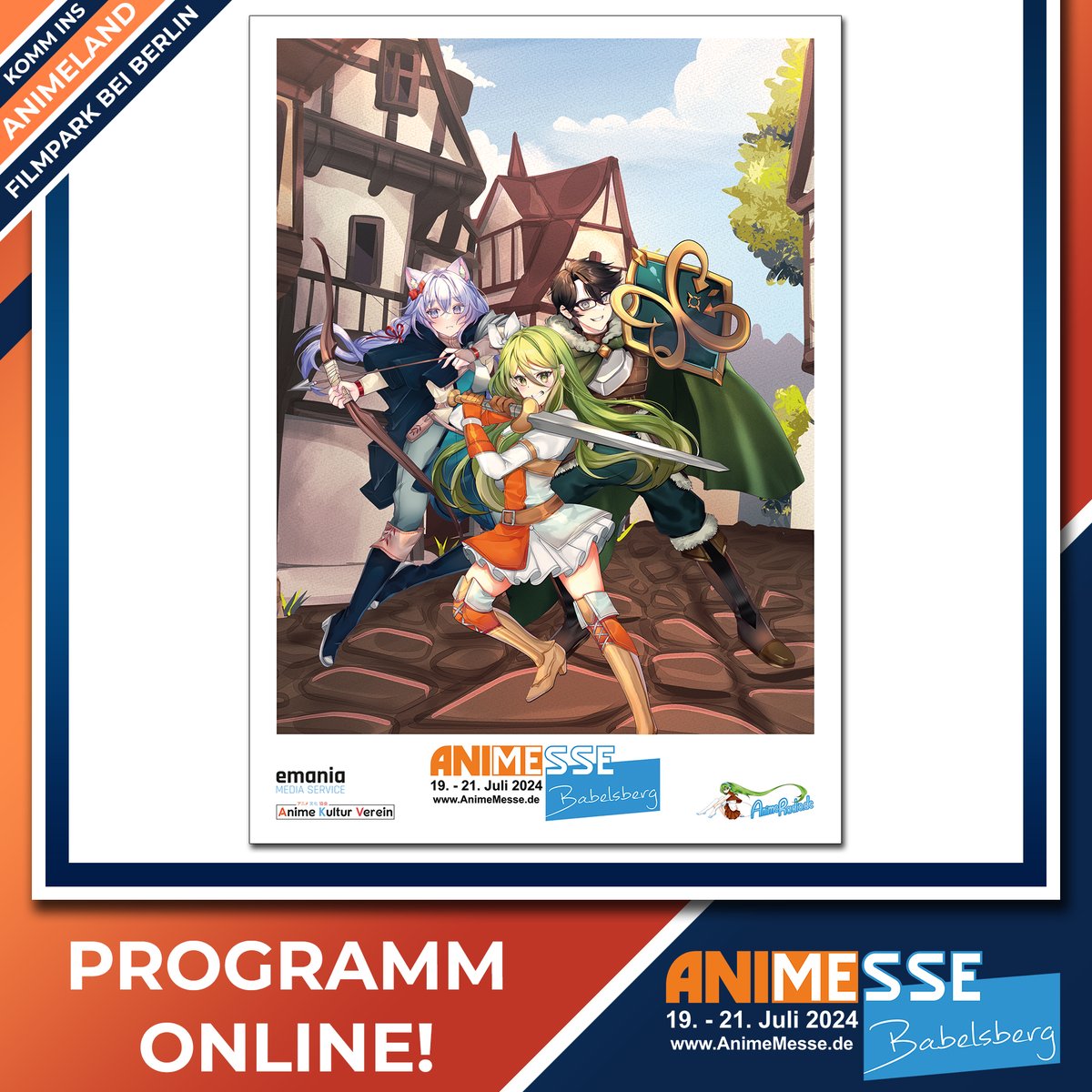 AnimeMesse's tweet photo. 🌟 Das Programmheft der Anime Messe Babelsberg 2024 ist ab sofort online verfügbar! 🌟 

➡️ Zum Programmheft: https://t.co/gMaOZJMW0Z

📚 Und am Wochenende auch in der Druckausgabe für euch an der Kasse erhältlich! 🌸

🎟️ Es gibt noch Tickets für Freitag und Sonntag an der Tageskasse. Kommt vorbei, wir freuen uns auf euch! 🎌

#Animeland #AnimeMesse #AniMesse #AMB24 #Filmpark #AnimeConvention #Potsdam #Anime #Manga #Cosplay #animecosplay #animelife #otaku #JPOP #JROCK