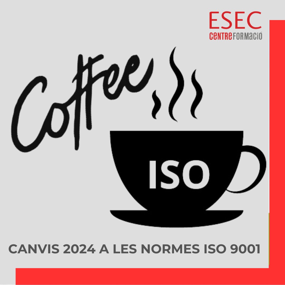 ESEC_Formacio's tweet image. Aquest divendres, 19 de juliol, us convidem al 
☕️COFFEE ISO☕️ on parlarem dels Canvis 2024 a les normes #ISO9001 i com enfocar-los. 
A les 9.30h a les instal·lacions d&apos;ESEC 
ℹ️Més info + Inscripcions centrem.cat/ecomu/admin/ma…