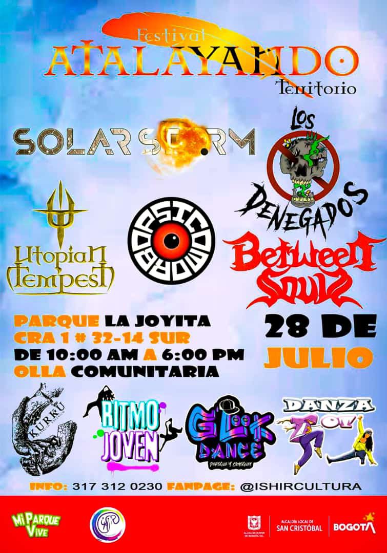 ¡𝐐𝐔𝐄 𝐎𝐍𝐃𝐀 𝐌𝐎𝐑𝐁𝐎𝐒𝐎𝐒 Queremos invitarlxs este 28/07 aI FESTIVAL ATALAYANDO TERRITORIO en el parque LA JOYITA. 
Allí estaremos con la mejor de las energías, listos para compartir un día enriquecedor lleno de música, cultura, excelentes bandas y artistas locales.