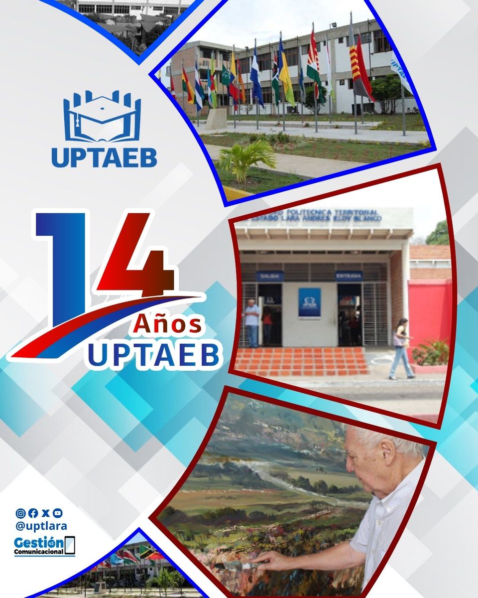 uptlara's tweet image. Hemos llegado a los primeros 14 años de gestión como Upt de Lara formando profesionales que le dan vida al Encargo Social que define a la Política de la Transformación Universitaria del Gobierno Bolivariano.
!Feliz aniversario número 14 Uptaebistas.!!

#SomosUptaeb