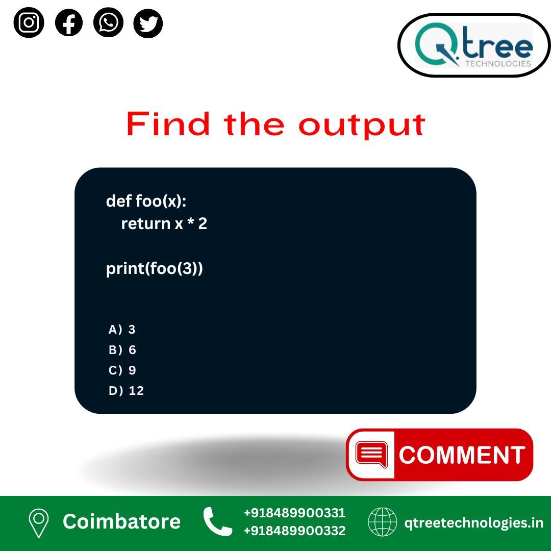 Qtreetech's tweet image. Python is often used as a support language for software developers, for build control and management, testing.
Call us 8489900331 or mail to info@qtreetechnologies.com
Visit For more details…buff.ly/3CioFYS
#pythoncoursefee #pythoncoursetrainingincoimbatore