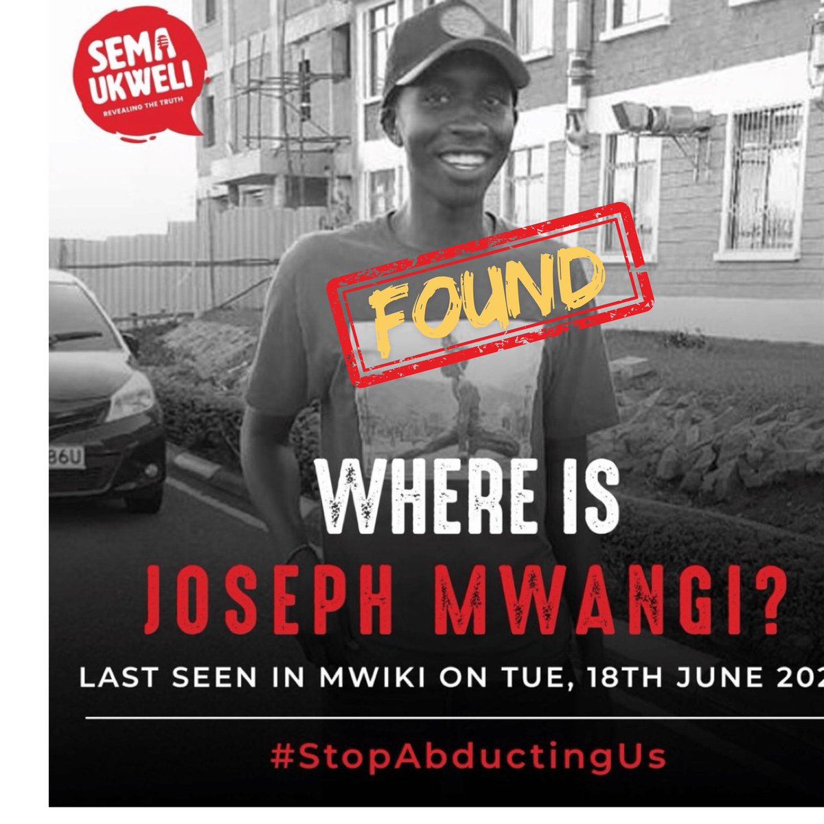 titombugua's tweet photo. My nephew has been found alive. We shall give further updates later. Asante  sana for your assistance.
@Jasiri_MAR https://t.co/3Fwq7zdQf6