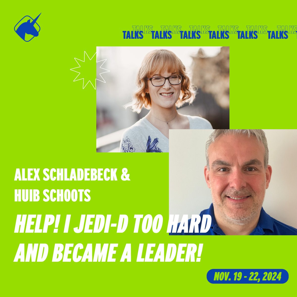 Alex and Huib will share what testers need to do to prepare themselves for being leaders, what things testers need to un- or relearn, and what they need to learn on top to become leaders.

More about the talk here: tinyurl.com/4fnv9578
@huibschoots <a href="/alex_schl/">Alex Schladebeck (she/her)</a>