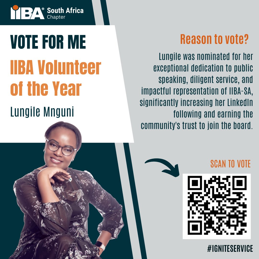 IIBASA's tweet photo. π Meet our Volunteer of the Year nominees ( Part 1)
Vote for your favorite volunteer: https://t.co/TYGiZuCqPL or Scan the QR code below.
ποΈ Voting deadline: July 21st at 20h00 SAST
#IgniteService #VolunteerAppreciation https://t.co/We4suWSsEr