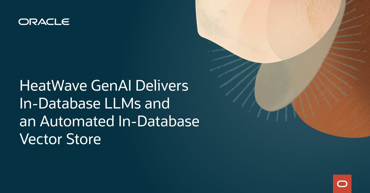 ShubhadeepB's tweet photo. .@Oracle today announced the general availability of HeatWave #GenAI, including in-database LLMs, an automated in-database vector store, and the ability to have human-like contextual conversations in natural language. https://t.co/jnW1mtPbVf https://t.co/gPxg6UQ5o0