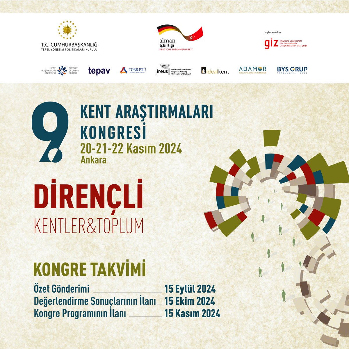 📢 9. Kent Araştırmaları Kongresi’nin hazırlıkları başladı!

📌 ‘Dirençli Kentler ve Toplum’ temalı kongreyi 20-22 Kasım 2024 tarihleri arasında Ankara'da TEPAV’da gerçekleştireceğiz.

📌 Kongre’nin alt temalarını kentlerin afet risklerini azaltma ve dirençlilik kapasitesini