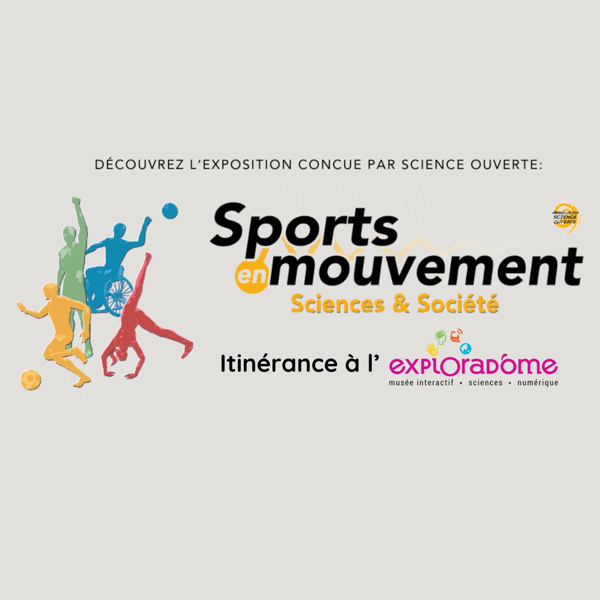Association Science Ouverte (@scienceouverte) on Twitter photo 📢 Ne manquez pas l'exposition "Sports en mouvement" à l'<a href="/Exploradome/">Exploradôme</a> ! 🏃♂️⚽️
Une expérience interactive pour les enfants dès 6 ans, alliant science et sport à travers des modules captivants.
📅 Jusqu'au 31 août 2024. Réservez vite ! 🌟 🎟️
Infos : exploradome.fr/sports-en-mouv… 📢 Ne manquez pas l'exposition "Sports en mouvement" à l'<a href="/Exploradome/">Exploradôme</a> ! 🏃♂️⚽️
Une expérience interactive pour les enfants dès 6 ans, alliant science et sport à travers des modules captivants.
📅 Jusqu'au 31 août 2024. Réservez vite ! 🌟 🎟️
Infos : exploradome.fr/sports-en-mouv…