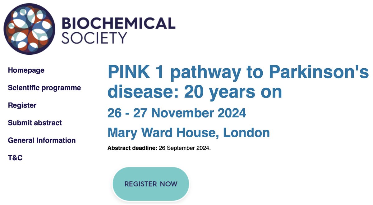 Miratul Muqit (@miratul_neuro) on Twitter photo **MEETING ALERT** <a href="/BiochemSoc/">Biochemical Society</a> <a href="/ASAP_Research/">Aligning Science Across Parkinson’s</a> 20th Anniversary meeting on #PINK1 mutations in #Parkinsons. Fantastic lineup of speakers; industry and clinical talks and many early-career speaker slots. To register and learn more click: shorturl.at/LnXZM **MEETING ALERT** <a href="/BiochemSoc/">Biochemical Society</a> <a href="/ASAP_Research/">Aligning Science Across Parkinson’s</a> 20th Anniversary meeting on #PINK1 mutations in #Parkinsons. Fantastic lineup of speakers; industry and clinical talks and many early-career speaker slots. To register and learn more click: shorturl.at/LnXZM